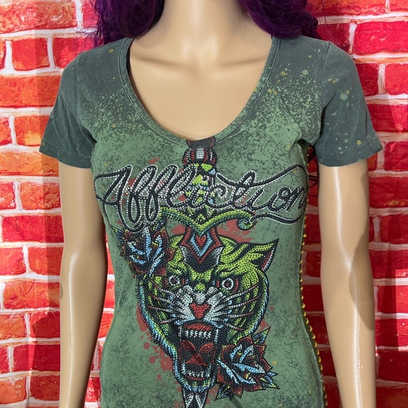 Affliction Tops - Affliction Women’s Rhinestone T-Shirt